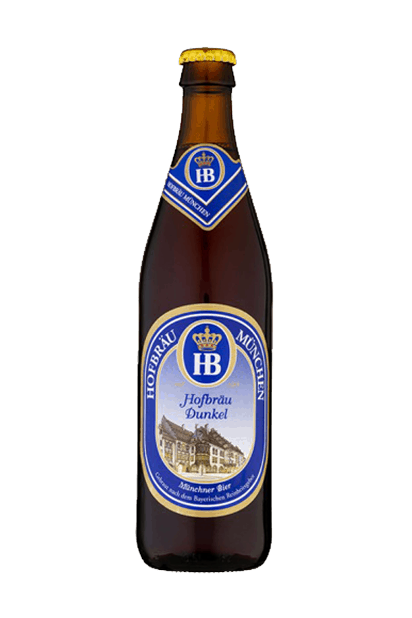 hofbrau dunkel beer bottle blue and white label